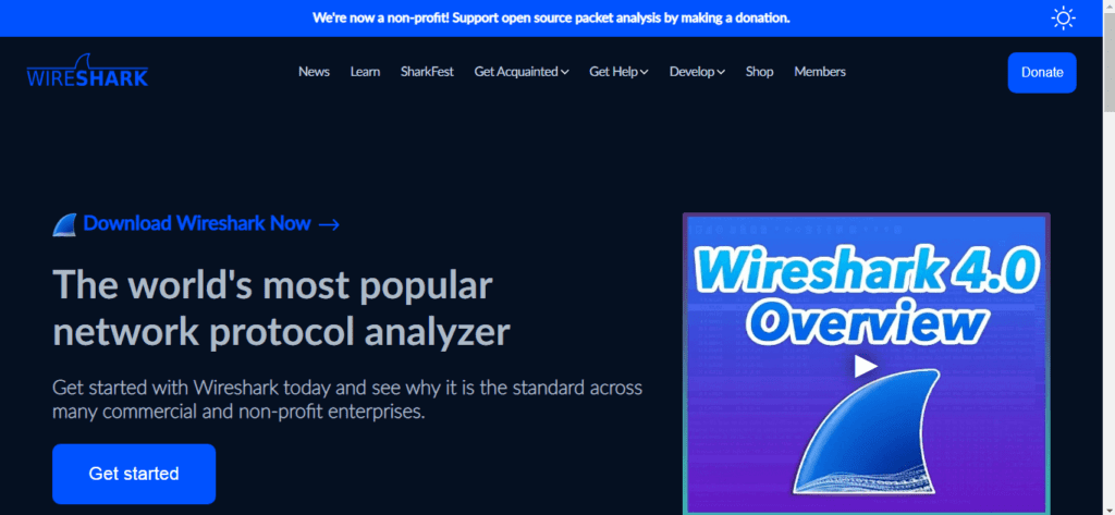 Wireshark - Network Protocol Analyzer for Network Troubleshooting and Analysis.